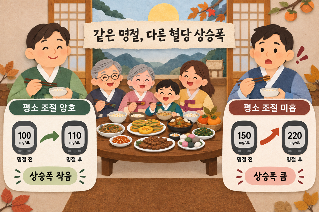 명절 음식 혈당, 평소 조절이 잘 되던 경우에는 덜 오릅니다