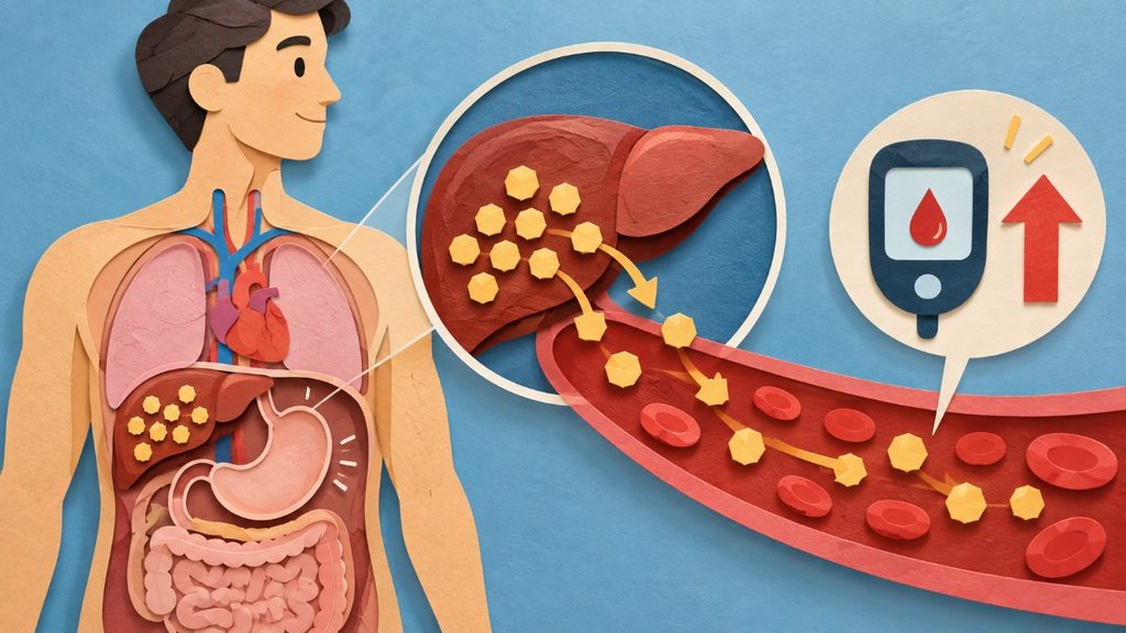공복혈당이 안 떨어지는 이유- 밤사이 간이 포도당을 혈액으로 내보내는 모습